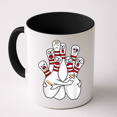 Cartoon Bowling Scared Bowling Pins Funny Sport Bowler Mug