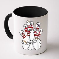 Cartoon Bowling Scared Bowling Pins Funny Sport Bowler Mug