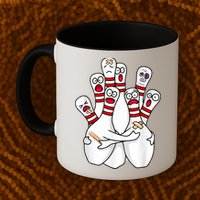 Cartoon Bowling Scared Bowling Pins Funny Sport Bowler Mug