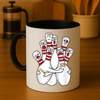 Cartoon Bowling Scared Bowling Pins Funny Sport Bowler Mug