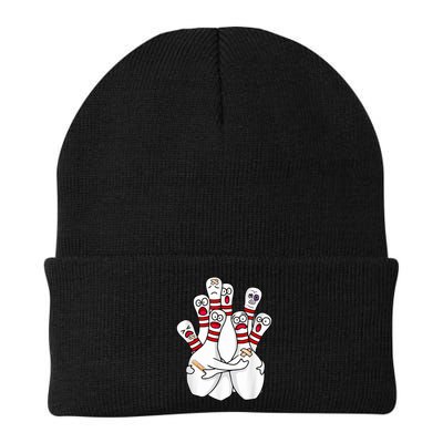 Cartoon Bowling Scared Bowling Pins Funny Sport Bowler Beanie