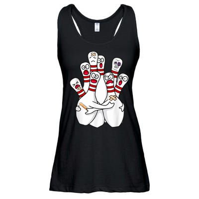 Cartoon Bowling Scared Bowling Pins Funny Sport Bowler Ladies Essential Flowy Tank