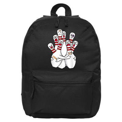 Cartoon Bowling Scared Bowling Pins Funny Sport Bowler 16 in Basic Backpack