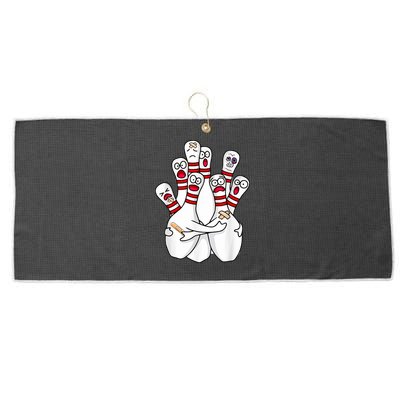 Cartoon Bowling Scared Bowling Pins Funny Sport Bowler Large Microfiber Waffle Golf Towel