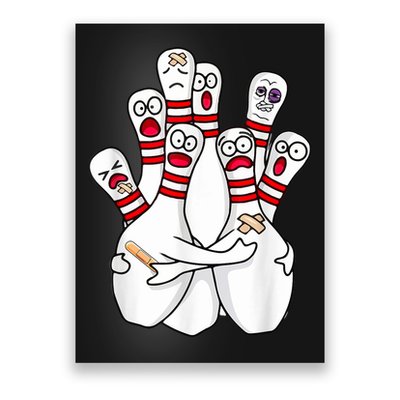 Cartoon Bowling Scared Bowling Pins Funny Sport Bowler Poster