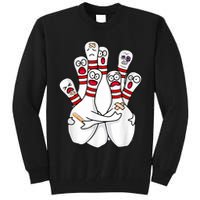 Cartoon Bowling Scared Bowling Pins Funny Sport Bowler Tall Sweatshirt