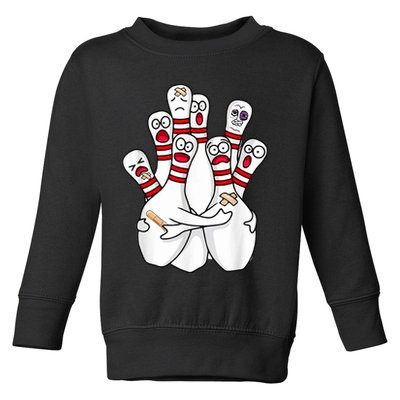 Cartoon Bowling Scared Bowling Pins Funny Sport Bowler Toddler Sweatshirt