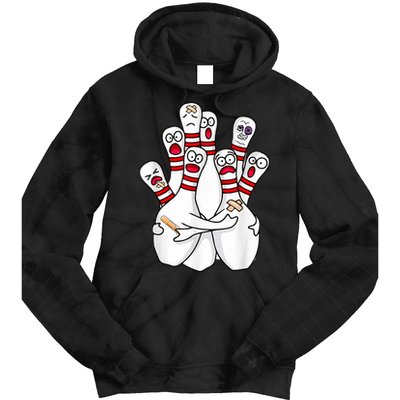 Cartoon Bowling Scared Bowling Pins Funny Sport Bowler Tie Dye Hoodie