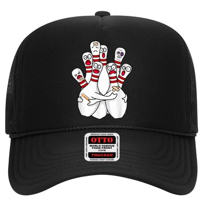 Cartoon Bowling Scared Bowling Pins Funny Sport Bowler Trucker Hat