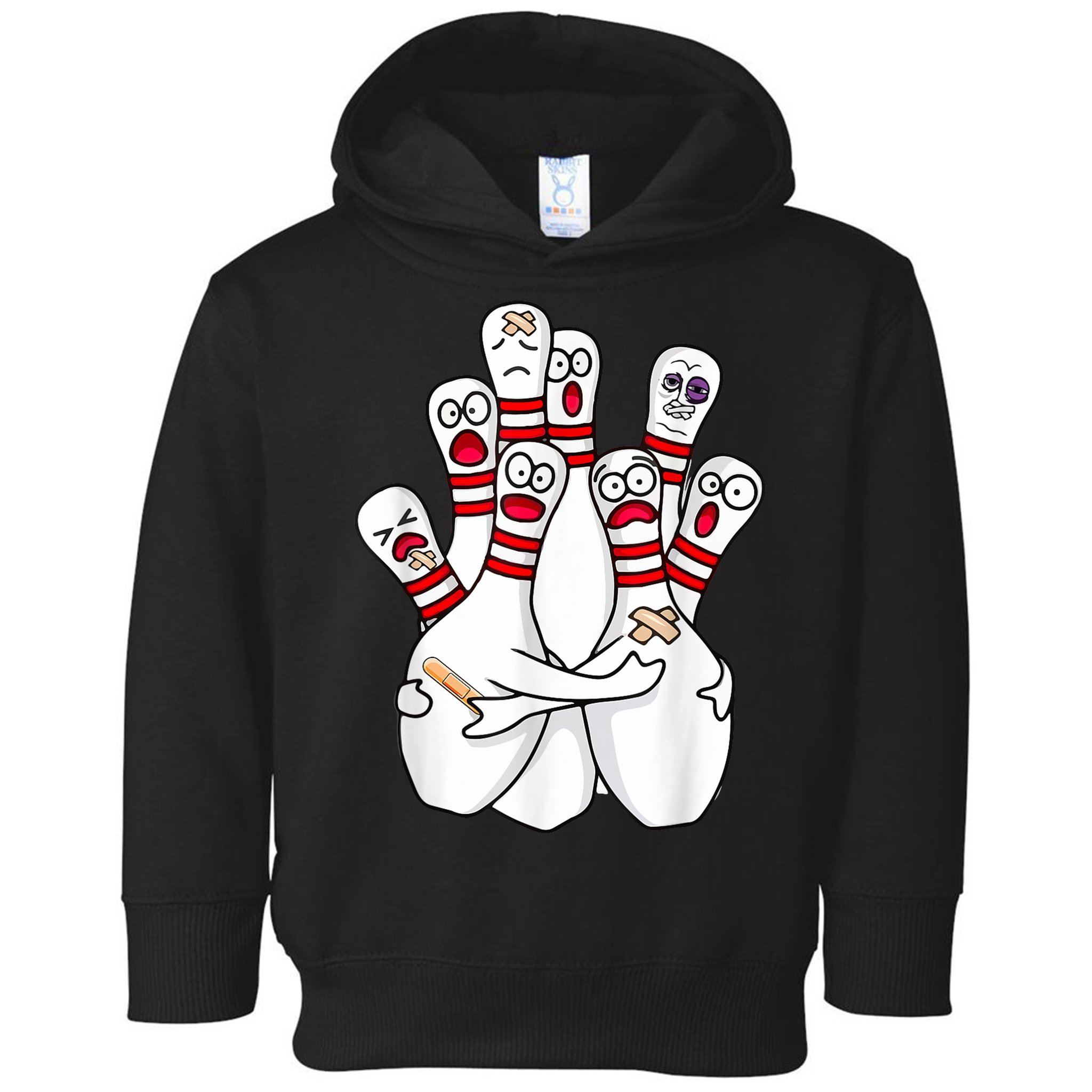 Cartoon Bowling Scared Bowling Pins Funny Sport Bowler Toddler Hoodie