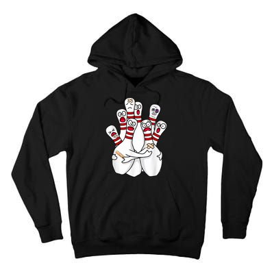 Cartoon Bowling Scared Bowling Pins Funny Sport Bowler Tall Hoodie
