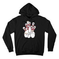 Cartoon Bowling Scared Bowling Pins Funny Sport Bowler Tall Hoodie