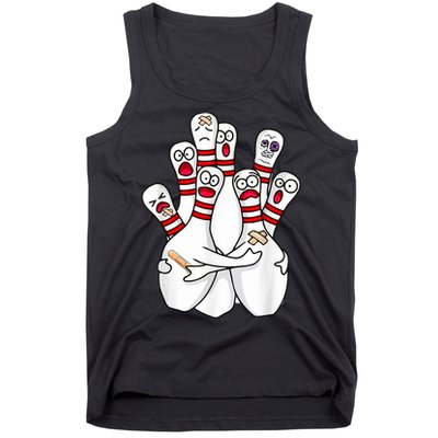 Cartoon Bowling Scared Bowling Pins Funny Sport Bowler Tank Top