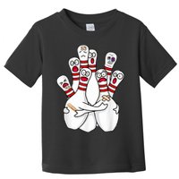Cartoon Bowling Scared Bowling Pins Funny Sport Bowler Toddler T-Shirt