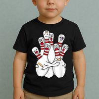 Cartoon Bowling Scared Bowling Pins Funny Sport Bowler Toddler T-Shirt