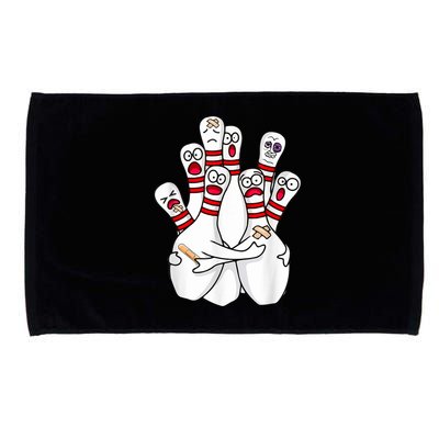 Cartoon Bowling Scared Bowling Pins Funny Sport Bowler Microfiber Hand Towel