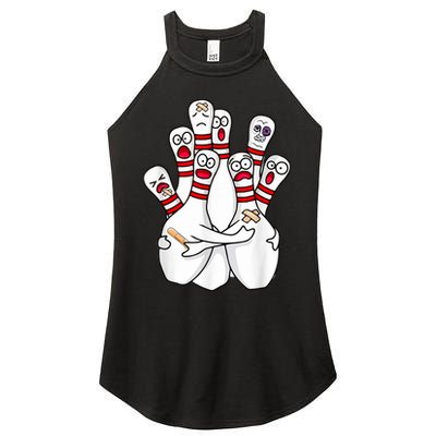 Cartoon Bowling Scared Bowling Pins Funny Sport Bowler Women's Perfect Tri Rocker Tank