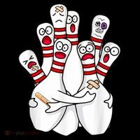 Cartoon Bowling Scared Bowling Pins Funny Sport Bowler Women's V-Neck T-Shirt