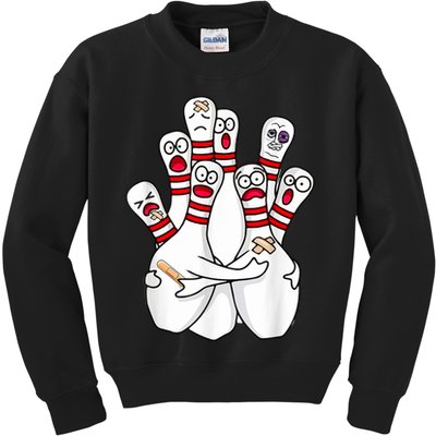 Cartoon Bowling Scared Bowling Pins Funny Sport Bowler Kids Sweatshirt
