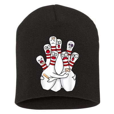 Cartoon Bowling Scared Bowling Pins Funny Sport Bowler Short Acrylic Beanie