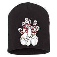 Cartoon Bowling Scared Bowling Pins Funny Sport Bowler Short Acrylic Beanie