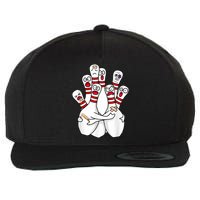 Cartoon Bowling Scared Bowling Pins Funny Sport Bowler Wool Snapback Cap
