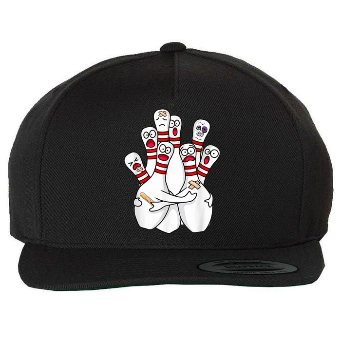 Cartoon Bowling Scared Bowling Pins Funny Sport Bowler Wool Snapback Cap