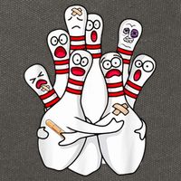 Cartoon Bowling Scared Bowling Pins Funny Sport Bowler Cotton Canvas Backpack
