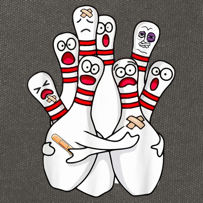 Cartoon Bowling Scared Bowling Pins Funny Sport Bowler Cotton Canvas Backpack