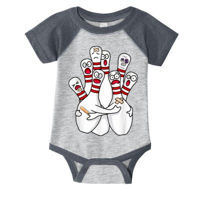 Cartoon Bowling Scared Bowling Pins Funny Sport Bowler Infant Baby Jersey Bodysuit