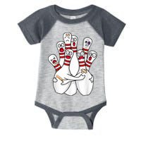 Cartoon Bowling Scared Bowling Pins Funny Sport Bowler Infant Baby Jersey Bodysuit