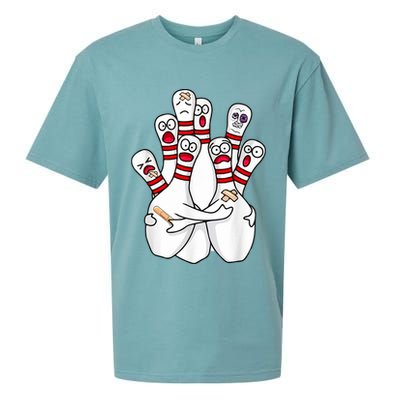Cartoon Bowling Scared Bowling Pins Funny Sport Bowler Sueded Cloud Jersey T-Shirt