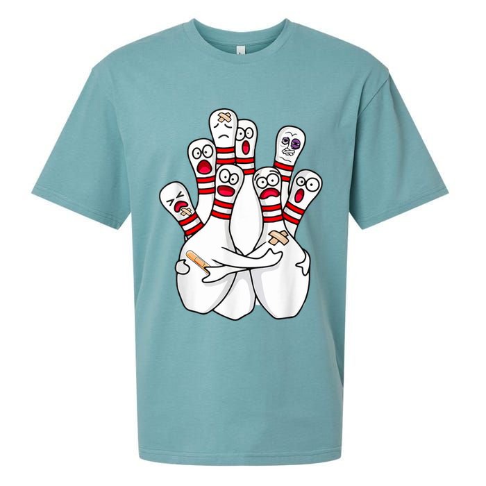 Cartoon Bowling Scared Bowling Pins Funny Sport Bowler Sueded Cloud Jersey T-Shirt