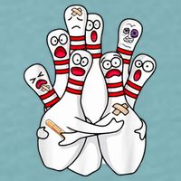 Cartoon Bowling Scared Bowling Pins Funny Sport Bowler Sueded Cloud Jersey T-Shirt