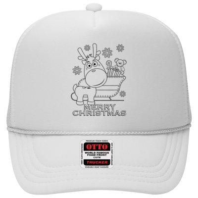 Coloring Book Style Blank Merry Christmas Tree Reindeer Trucker Hat