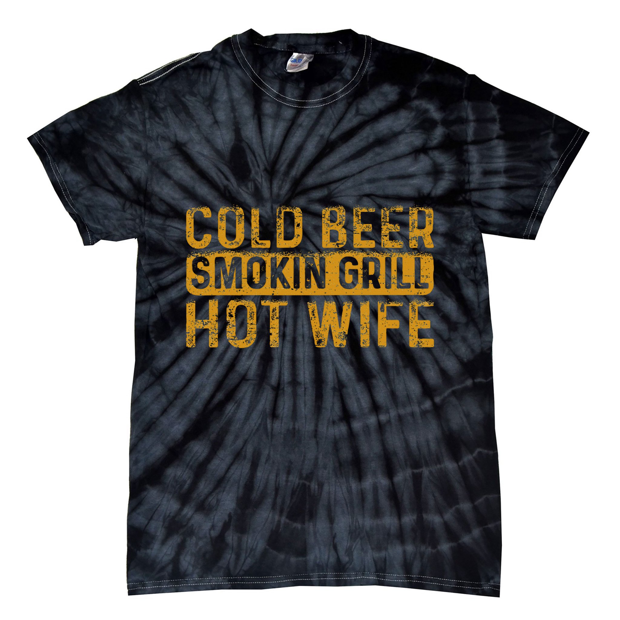 Cold Beer Smoking Grill Hotwife Husband Wife Bbq Joke Tie-Dye T-Shirt