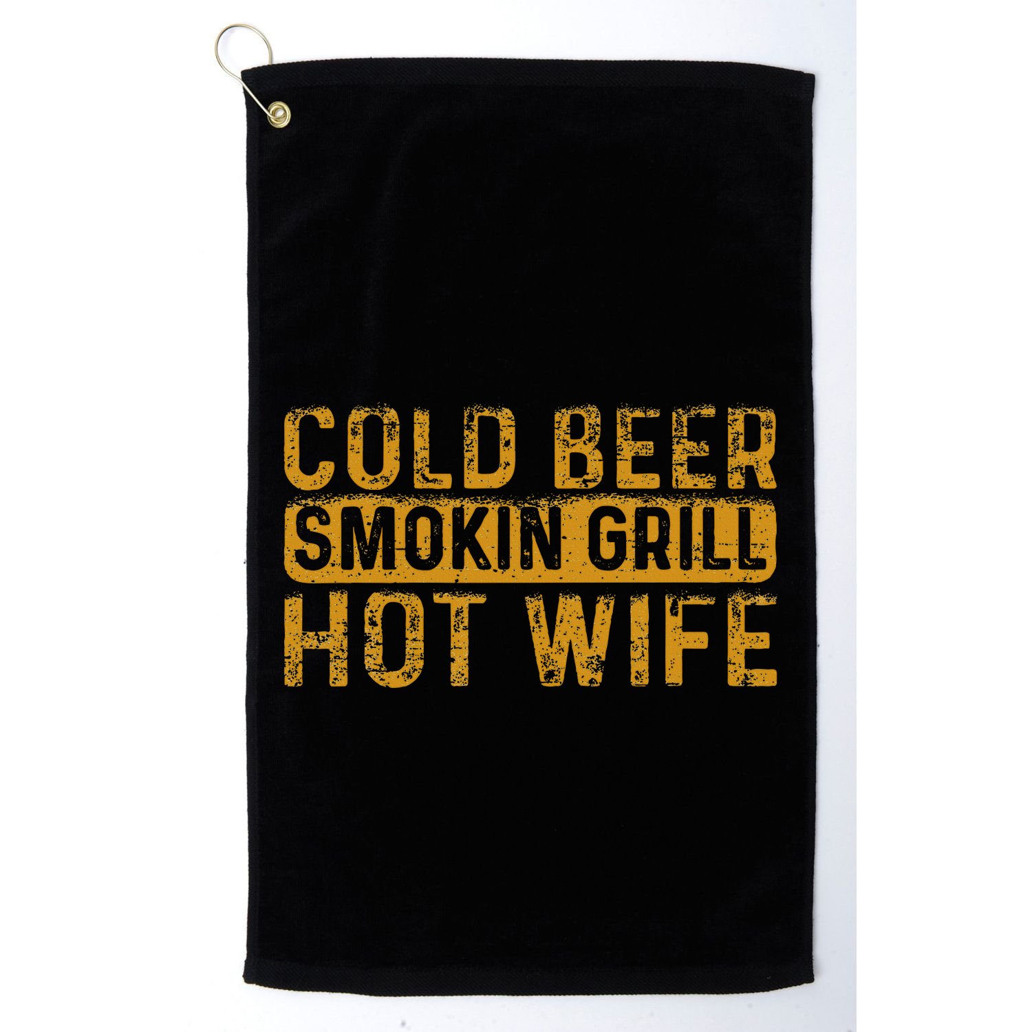 Cold Beer Smoking Grill Hotwife Husband Wife Bbq Joke Golf Towel