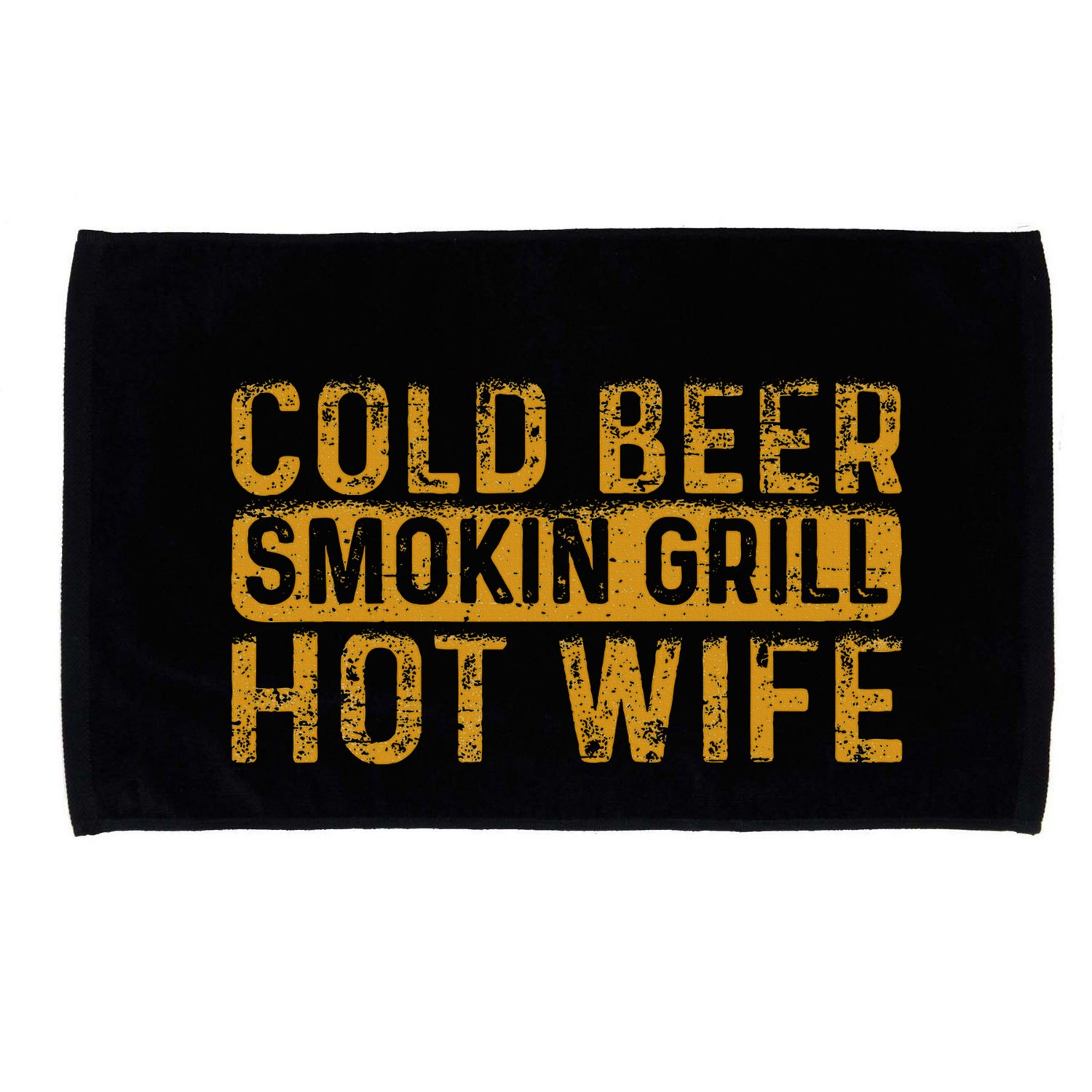 Cold Beer Smoking Grill Hotwife Husband Wife Bbq Joke Microfiber Hand Towel