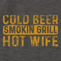 Cold Beer Smoking Grill Hotwife Husband Wife Bbq Joke Vector Backpack
