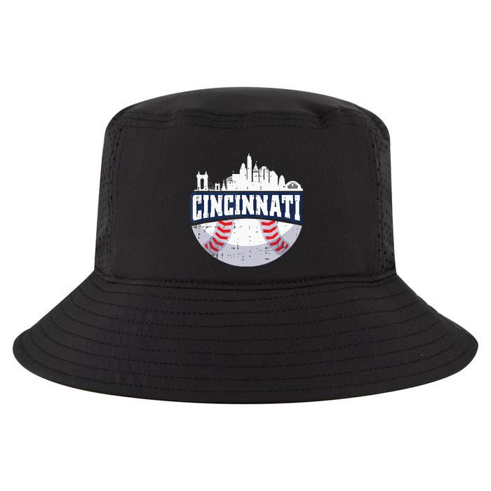 Cincinnati Baseball Skyline Ohio Baseball Player Gift Cool Comfort Performance Bucket Hat