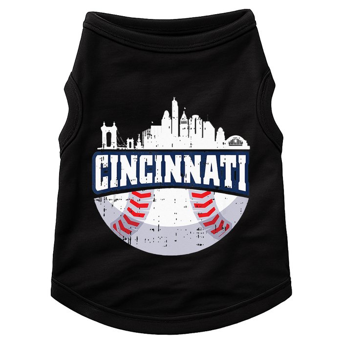 Cincinnati Baseball Skyline Ohio Baseball Player Gift Doggie Tank