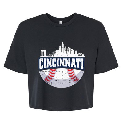 Cincinnati Baseball Skyline Ohio Baseball Player Gift Bella+Canvas Jersey Crop Tee