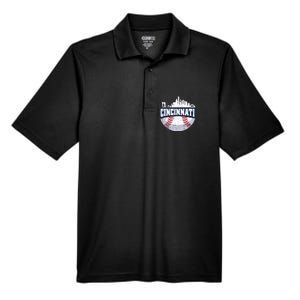 Cincinnati Baseball Skyline Ohio Baseball Player Gift Men's Origin Performance Pique Polo