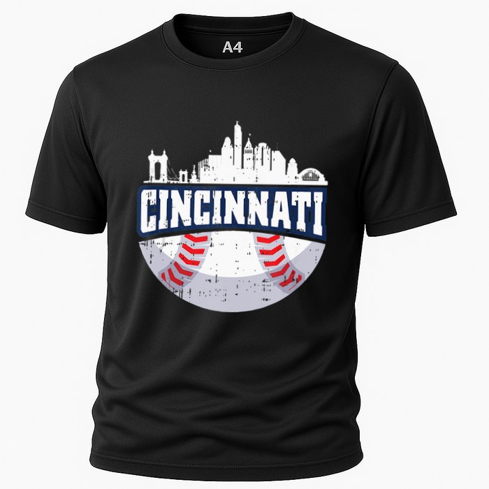 Cincinnati Baseball Skyline Ohio Baseball Player Gift Performance Shirt