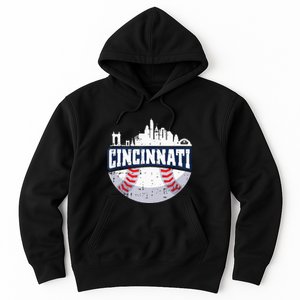 Cincinnati Baseball Skyline Ohio Baseball Player Gift Hoodie