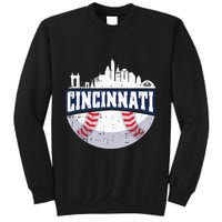 Cincinnati Baseball Skyline Ohio Baseball Player Gift Sweatshirt