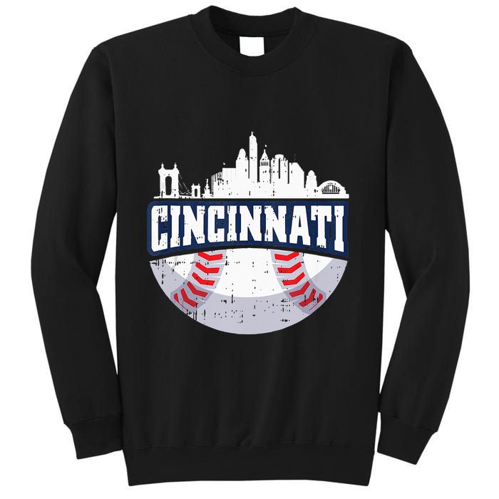 Cincinnati Baseball Skyline Ohio Baseball Player Gift Sweatshirt