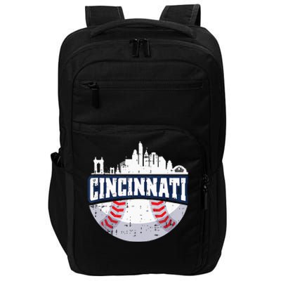 Cincinnati Baseball Skyline Ohio Baseball Player Gift Impact Tech Backpack