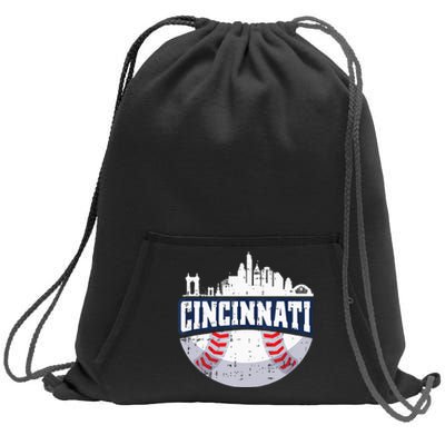 Cincinnati Baseball Skyline Ohio Baseball Player Gift Sweatshirt Cinch Pack Bag