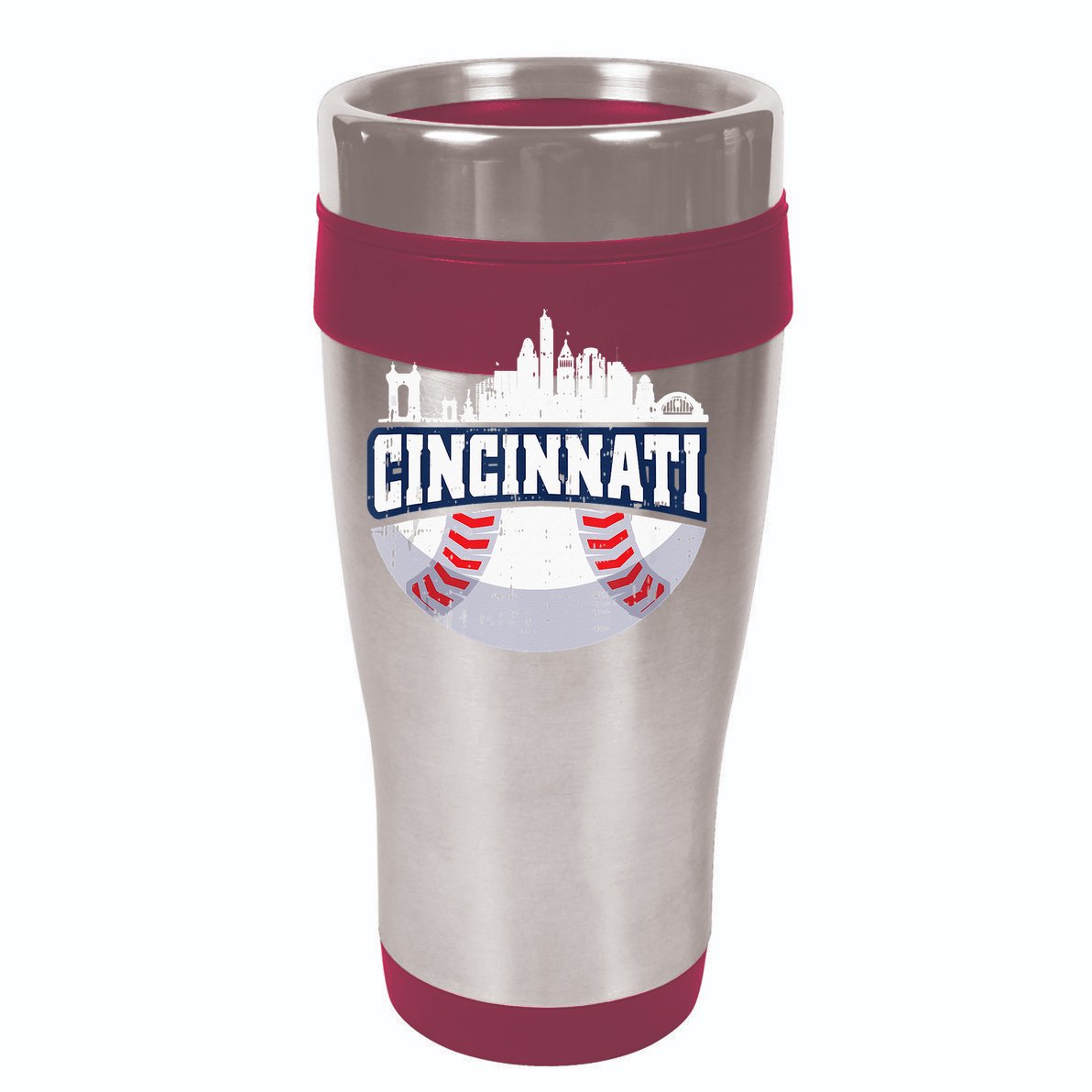 Cincinnati Baseball Skyline Ohio Baseball Player Gift Sustainable Bucket Hat